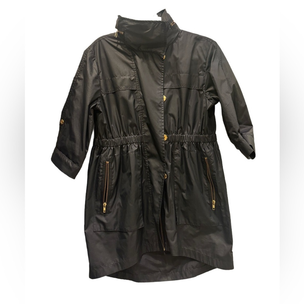 Ali Ro Black Lightweight Utility Jacket/ Rain Coat Size 6, detachable hood 🖤 - Picture 2 of 7